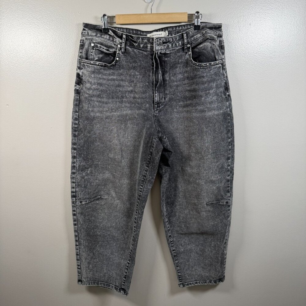 Rebecca Minkoff Barrel Jeans Size 16 Stone Wash Black High Rise Denim Ankle Crop